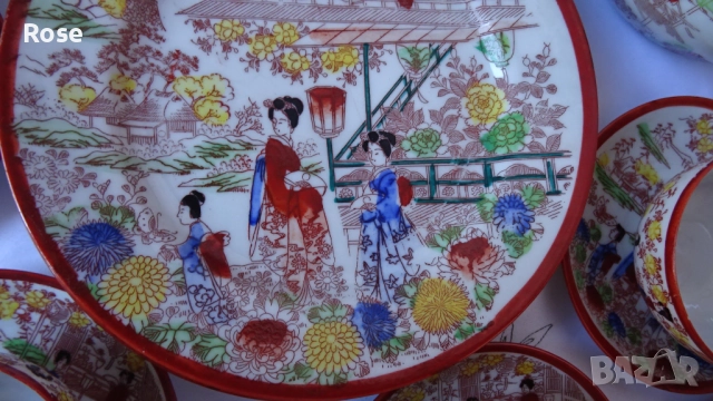 Стар японски костен порцелан тип "яйчена черупка". , снимка 12 - Сервизи - 52448477