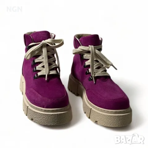 Атрактивни и модерни дамски боти в уникален цвят циклама., снимка 7 - Дамски боти - 47707516