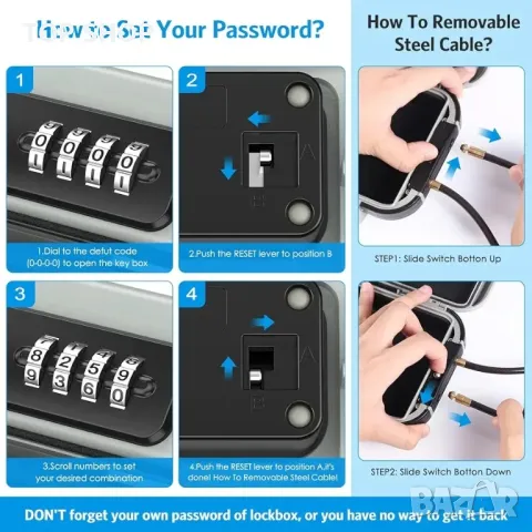 Надстроен преносим сейф, сейф с код, водоустойчив мини сейф за пътуване, снимка 5 - Други стоки за дома - 48763964