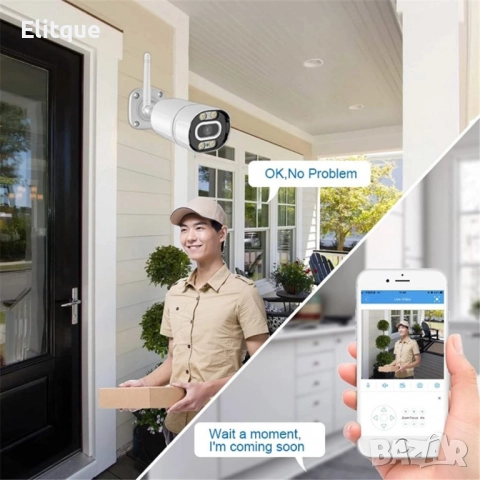 Външна 3MPX WiFi камера с метален корпус, нощно виждане до 40 метра и вградени микрофон и говорител, снимка 8 - Други - 52862435