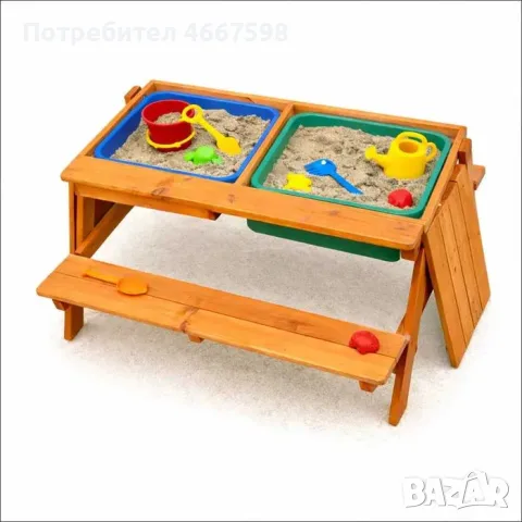 ОТНОВО НАЛИЧНА Детска маса с пейки и пясъчник 2в1 GINGER HOME, снимка 2 - Маси - 55951894