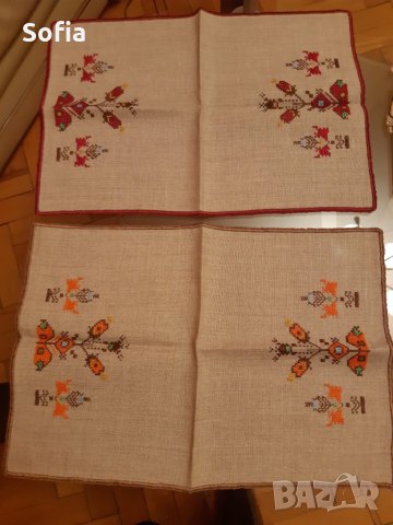 Подарък/ Покривки ръчна изработка : Шестограм и Елипса в бяло от 90-те/БГ Шевици 5бр с бродерии , снимка 9 - Покривки за маси - 31525020