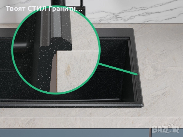 Графит гранитна кухненска мивка Сидни 780-60 Ergo Multilevel 780х500, снимка 5 - Мивки - 51918231