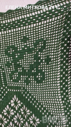 Зелена покривка плетена на една кука 70 х 70 см, снимка 4 - Покривки за маси - 52418158