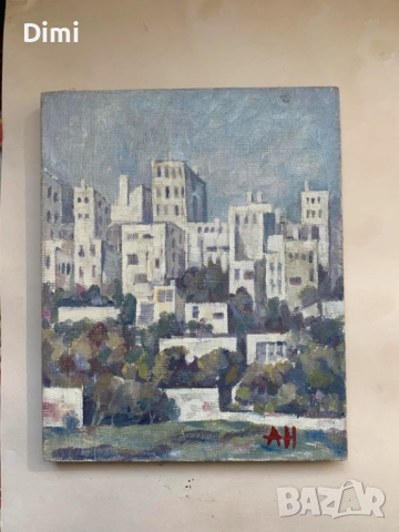 АНГЕЛ НИНОВ (1927-2017) Картина масло/платно/ градски пейзаж, снимка 2 - Картини - 52814966