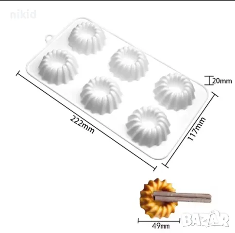 6 кръгли форми за сладки с дупка отвор мус десерти кексчета мъфини силиконов молд форма , снимка 2 - Форми - 49996020