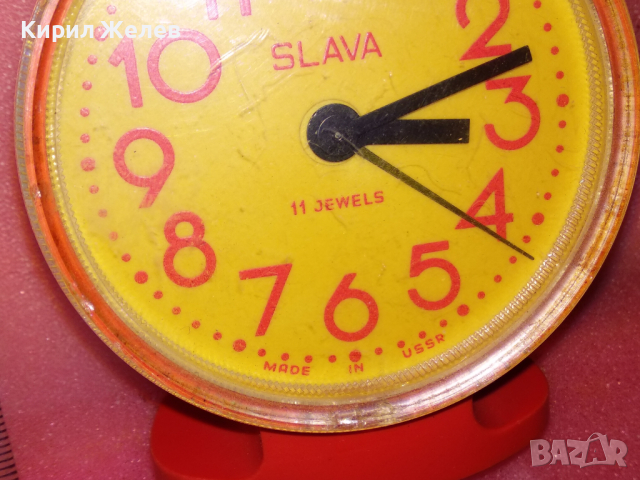 SLAVA MADE in USSR Стар КОЛЕКЦИОНЕРСКИ РУСКИ БУДИЛНИК МЕХАНИЧЕН НАСТОЛЕН ЧАСОВНИК СЛАВА СССР 31919, снимка 7 - Антикварни и старинни предмети - 44534357
