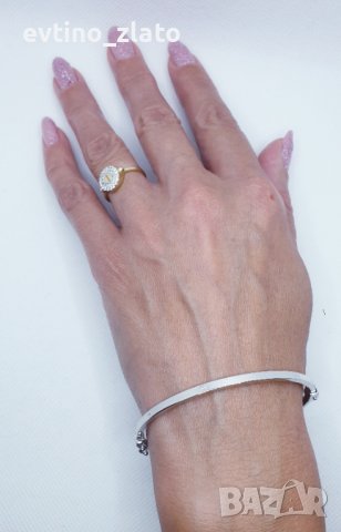 Златни твърди гривни , бяло злато -14К, снимка 2 - Гривни - 38257285