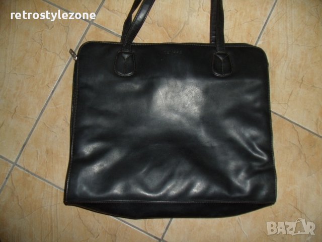 № 6938 стара кожена чанта SEMPRE   - размер 37,5 / 31 / 10 см , презрамка 34 см   - три прегради  - , снимка 2 - Чанти - 40364596