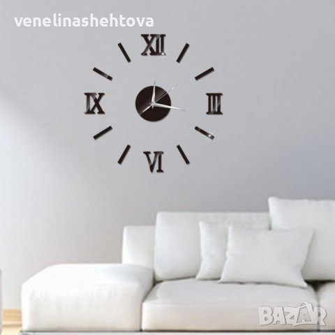 Стенен огледален часовник черен цвят 