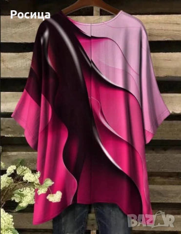 Дамски блузон туника размер 3ХЛ има разтегливост трико нова., снимка 2 - Блузи с дълъг ръкав и пуловери - 54042184