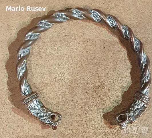 Масивна гривна, амулет Викинг фенрир, Двата Вълка за най-силните, Стомана 316L, Сребрист, снимка 3 - Гривни - 48562056