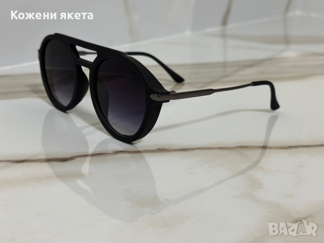 Слънчеви кръгли очила с черни матирани рамки, снимка 2 - Слънчеви и диоптрични очила - 44751061