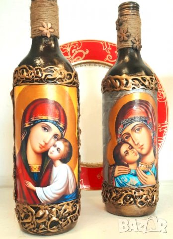 Авторски бутилки с икона или Дървото на живота, снимка 10 - Икони - 38470161