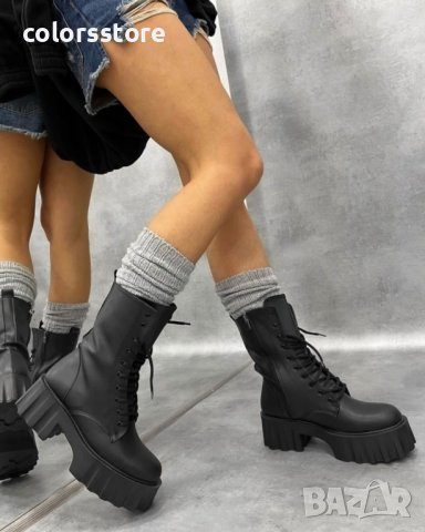 Боти на ток - черна кожа - NA90