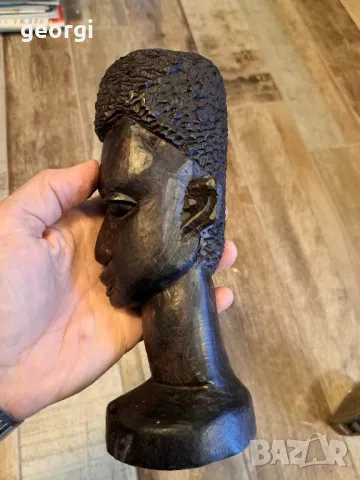 африканска дървена статуетка от абанос ръчна дърворезба 2/4, снимка 2 - Статуетки - 47942358