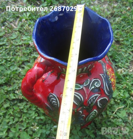 Красива германска ваза или кана, червена със синьо, снимка 4 - Вази - 31802281