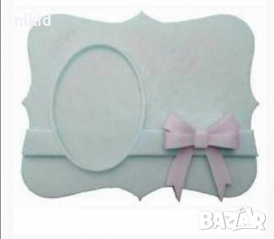 Правоъгълник рамка с овал подарък с панделка дълбок силиконов молд форма калъп гипс пано снимка, снимка 2 - Форми - 38317478