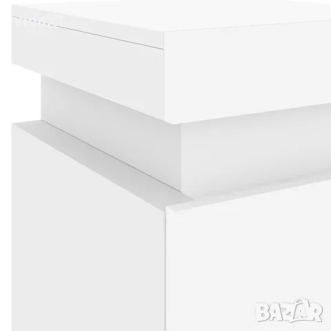 vidaXL Нощно шкафче с LED осветление, бяло, 35x39x55 см, снимка 10 - Шкафове - 56148133