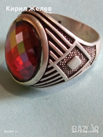 Арт Деко стил сребърен пръстен с ГРАНАТ орнаментиран майсторска изработка 51807, снимка 9 - Пръстени - 53002548