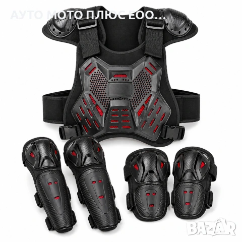 Детска ризница с наколенки Мото/Вело комплект - Черен