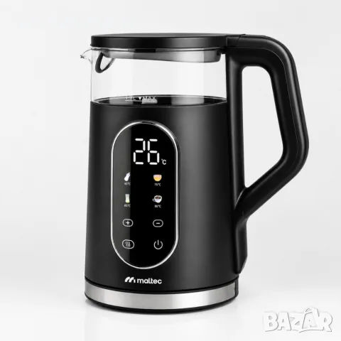 Електрическа кана 2200W с регулиране на температурата 40–100°C, 1.7L, LED дисплей и функция Keep War