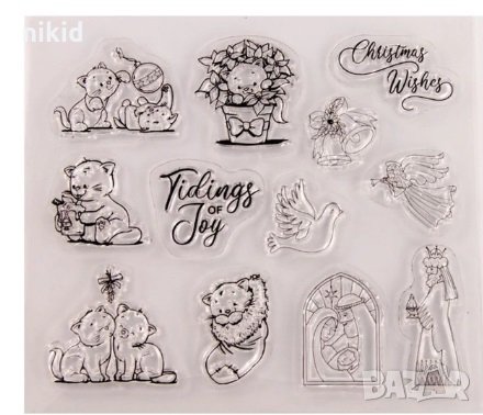 Коледен гълъб котета ангел Християнско семейство силиконов гумен печат декор украса бисквитки фондан