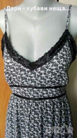 Рокля от шифон на цветя в черно и бяло🍀❤M, M/L❤🍀арт.4317, снимка 2 - Рокли - 37045971