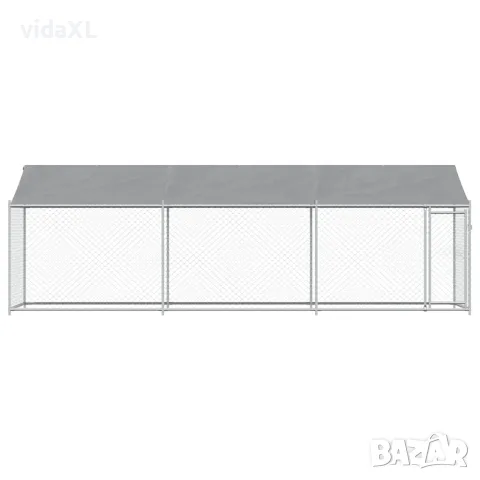 vidaXL Кучешка клетка с покрив и врата сив 6x2x2 м поцинкована стомана, снимка 4 - За кучета - 56146780