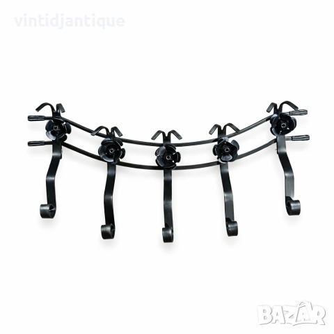 Декоративна стенна закачалка от ковано желязо с дизайн на рози