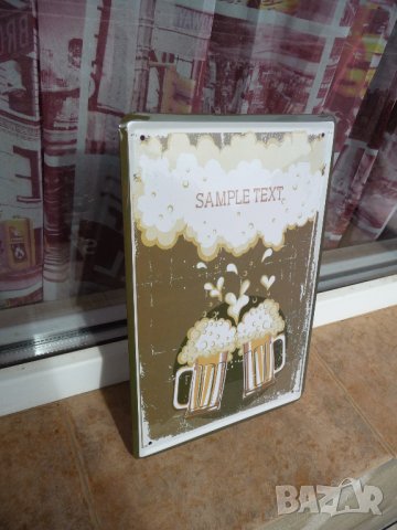 Метална табела бира халби наздраве дебело стъкло бирария, снимка 2 - Колекции - 42783103