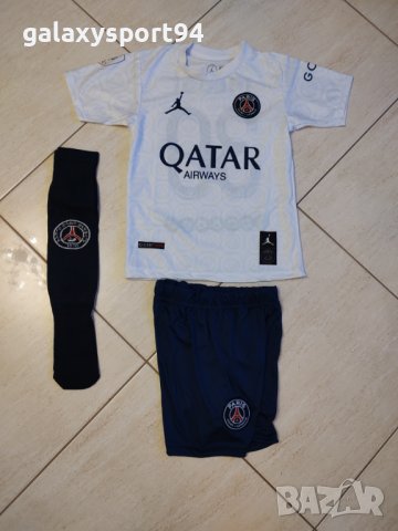 MESSI WHITE Меси Бял Екип ПСЖ 2023г НОВО Детско 2023г  екип с Чорапи, снимка 2 - Футбол - 37804024