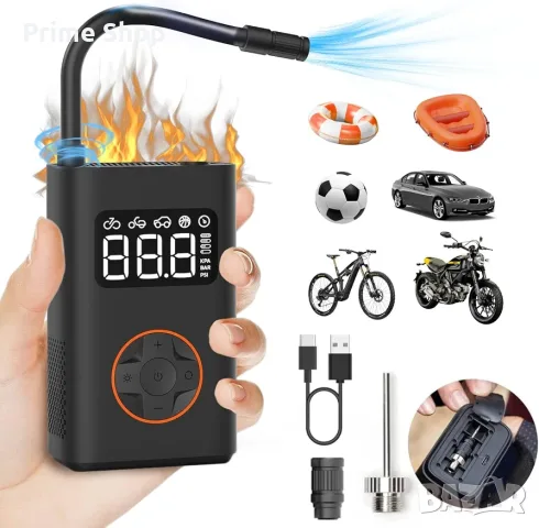 Акумулаторен въздушен компресор QICYCLE N3, 150 PSI, 5000 mAh, Type-C