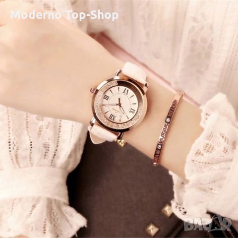 Красив дамски кварцов часовник с кристали-кожена верижка., снимка 8 - Дамски - 31163052