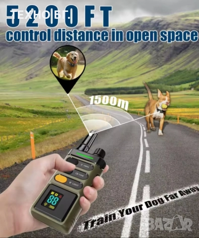 Електронен нашийник за куче професионален от висок клас с голям обхват ДО 2000 метра, снимка 6 - За кучета - 51374144
