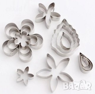 12 бр Роза Галакси Коледна звезда цвете метални форми резци форма резец торта зеленчуци плодове, снимка 2 - Форми - 35352848