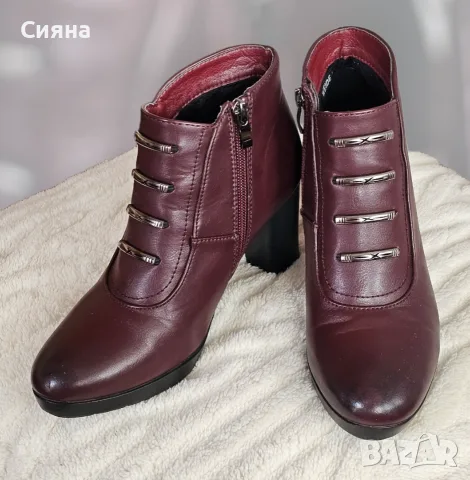 Боти на ток в цвят бордо - 37