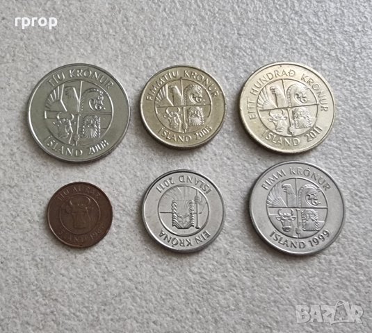 Монети. Исландия.  0.10, 1, 5  10, 50 и 100 крони. 6 бр., снимка 8 - Нумизматика и бонистика - 42314837