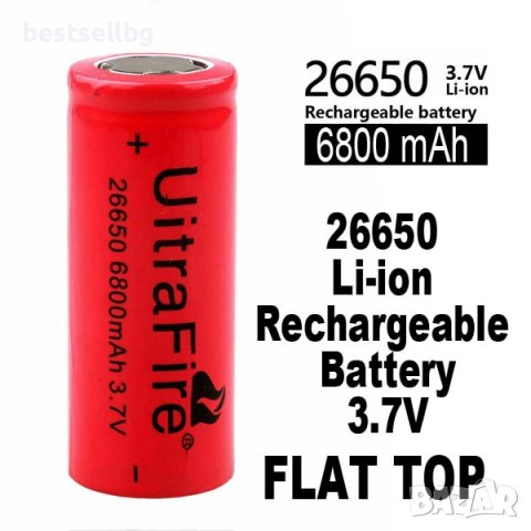 Презареждаща акумулаторна литиево йонна батерия 26650 3.7V 6800mAh, снимка 2 - Друга електроника - 39525988