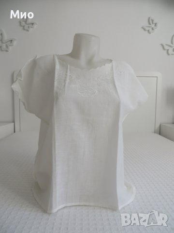 Нова нежна бродирана памучна блуза, М, бяла