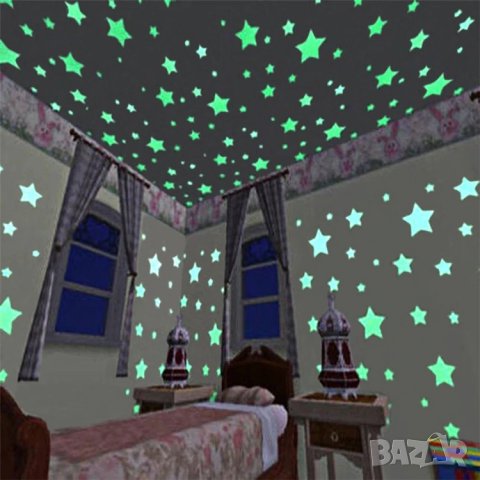 ✨ 50 броя светещи ярко в тъмното фосфорни звезди с лепенка за залепване 🌠 , снимка 6 - Други - 24753744