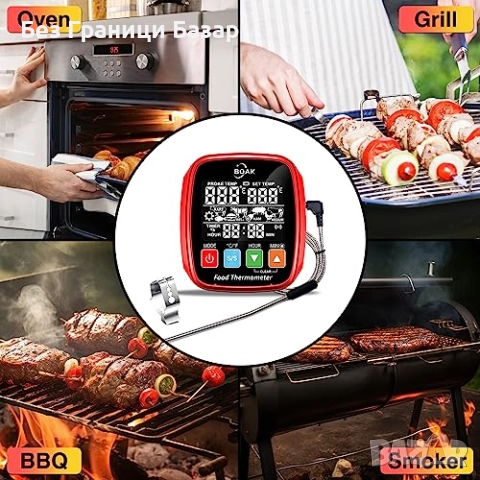 Нов Термометър за грил и фурна – водоустойчива сонда, LCD дисплей, снимка 7 - Други - 52381699