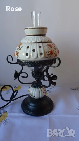 Комплект настолна лампа и полилей  с  декорация в стил Рустик, снимка 6 - Лампи за таван - 52301387