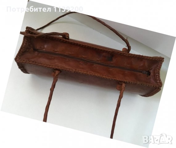 Винтидж френска чанта от 60-те естествена кожа цвят коняк, снимка 10 - Чанти - 29939273