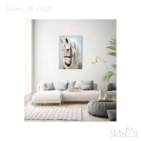 100см Картина-канава "Бял кон", снимка 2 - Картини - 40053618