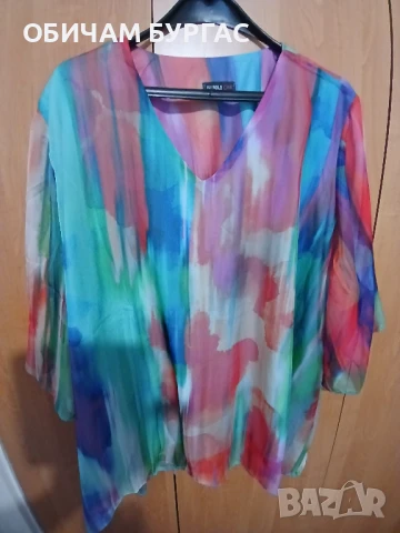 НОВА ПРЕКРАСНА ТУНИКА ОТ ФИН ШИФОН В ЛЕТНИ ЦВЕТОВЕ С ЕЛАСТИЧНО ПОТНИЧЕ, снимка 4 - Туники - 50996427