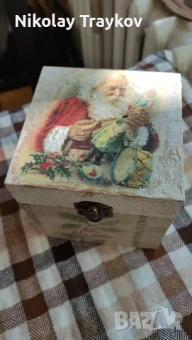 Коледна кутия за бижута. Декупаж