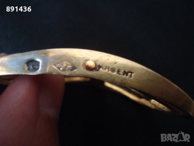 Стара френска сребърна катарама за колан с позлата антикварна, снимка 5 - Антикварни и старинни предмети - 29775645