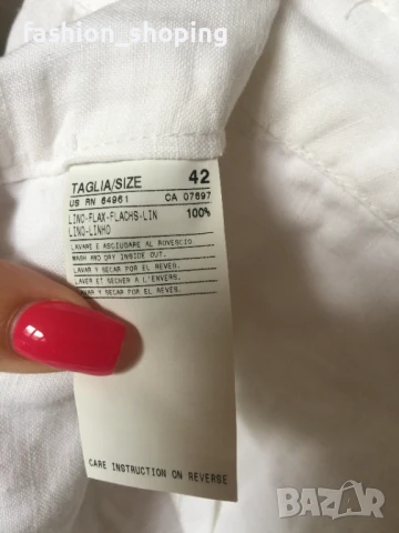 Дамски ленен панталон Benetton, размер 42, снимка 7 - Панталони - 50686415