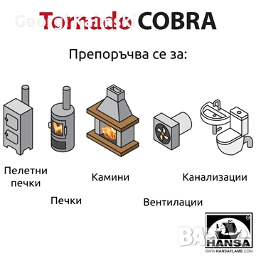 Ротационен комплект за почистване на комини TORNADO Cobra с дължина 10 метра - HANSA, снимка 12 - Коминочистачи - 52063978